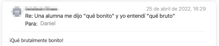 Email de un lector de la newsletter: «¡Qué brutalmente bonito!»